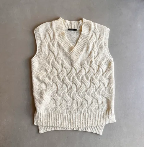 Colete Aquamar em tricot creme - G