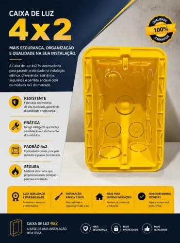 CAIXA DE LUZ 4X2 PLASTICA AMARELA LEGRAN