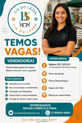 OPORTUNIDADE DE EMPREGO | VENDEDOR(A)