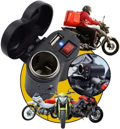 Carregador Para Moto Celular GPS Tomada USB 2.0 Adaptador Acendedor Guidão De Motocicleta 