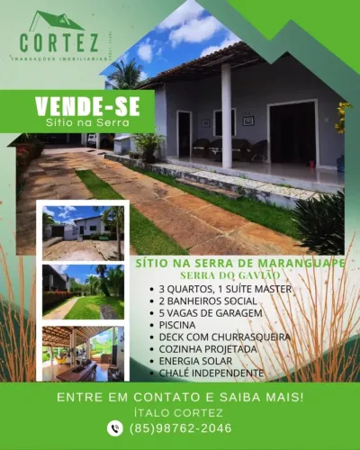 SÍTIO ENCANTADOR NA SERRA DE MARANGUAPE PRÓXIMO AO CENTRO DA CIDADE