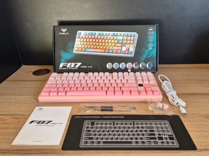 TECLADO AULA F87 PRO V2 ROSA