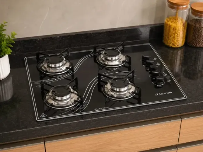 Fogão Cooktop 4 Bocas Preto Novo