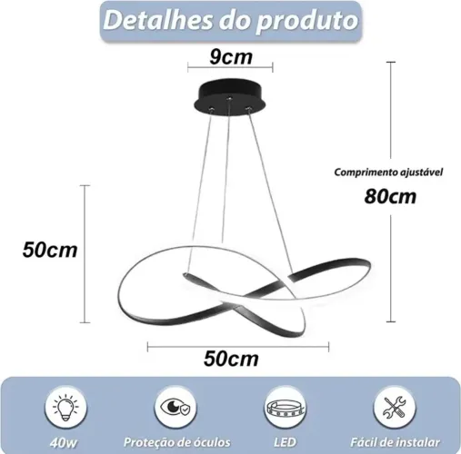 Lustre luminaria pendente em LED