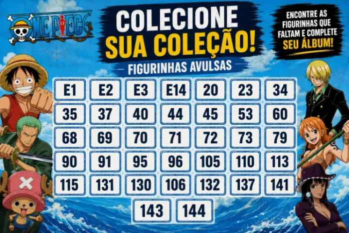 FIGURINHAS FALTANTES ÁLBUM DE FIGURINHAS ONE PIECE 2021