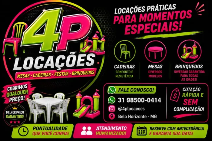 Aluguel de mesas e cadeiras e brinquedos