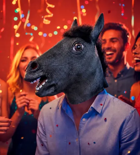 Máscara Cavalo negro Puro-Sangue, crina macia. Importado - novo