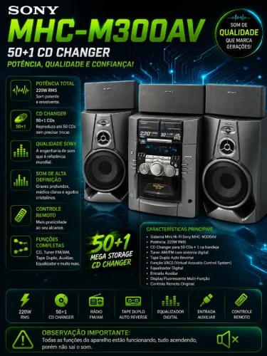 Sony MHC-M300AV 50+1 CD Charger (Leia o anúncio todo)