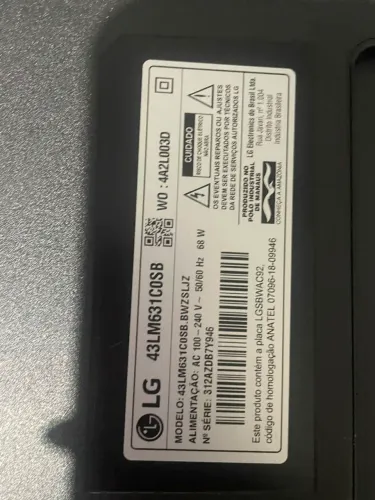 TV LG 43 POLEGADAS COM TELA QUEBRADA