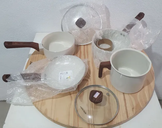 Kit panelas de induçao 10 pçs com revestimento ceramico