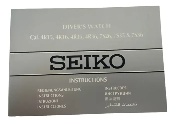 Manual de Relógio Seiko Calibres 4R15,4R16,4R35.4R36,7S26,7S35,7S36 NOVO