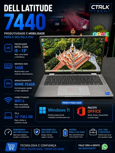 Notebook Dell Latitude 7440 / i5 13º Geração / NVME 256GB / 16GB RAM/ Placa Wifi 6