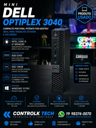 Mini Dell Optiplex 3040 i5 6º Geração / 8GB RAM/ SSD 128GB