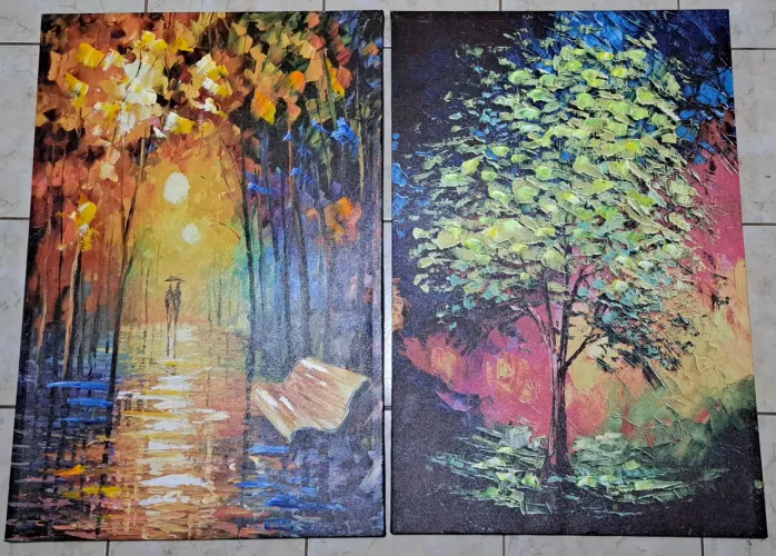 Kit com 2 Quadros Decorativos em Tela Grandes 91x61 cm - Excelente Estado