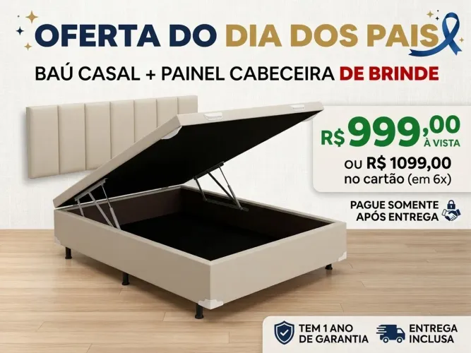Baú Casal com Painel Cabeceira de Brinde