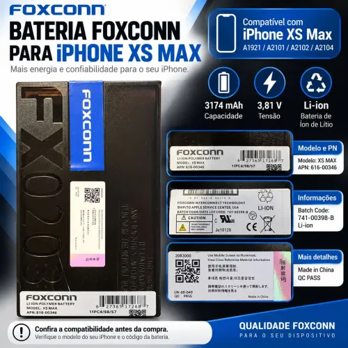 Bateria Foxconn para iPhone XS Max - Nova