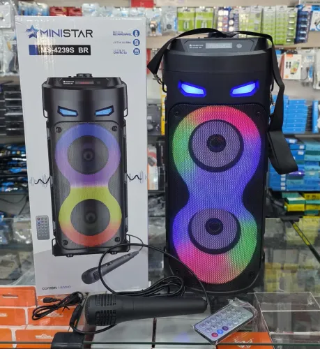 Caixa de som Bluetooth com microfone e controle