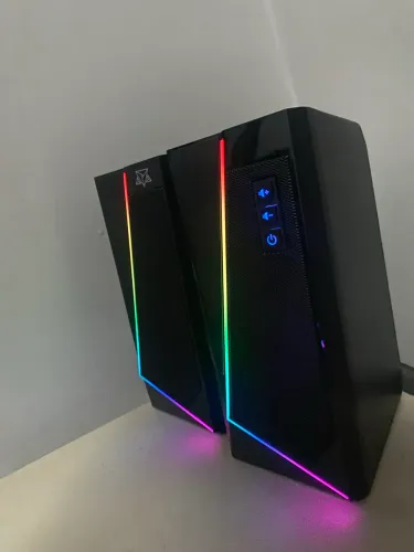 Caixa de Som Gamer RGB para PC - Som Estéreo LED