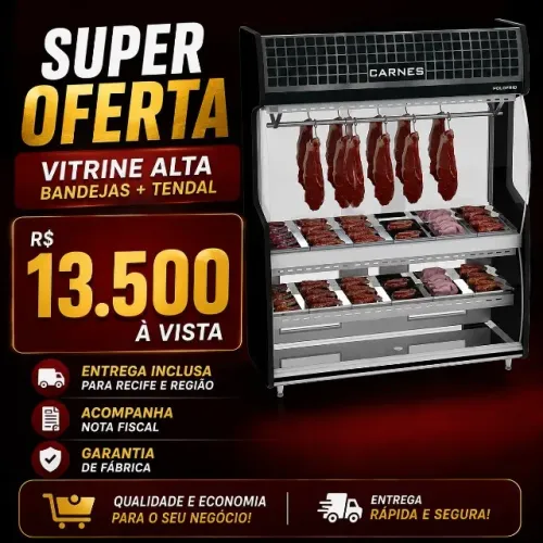 Vitrine alta com bandejas e tendal