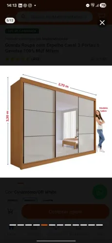 Guarda roupa grande casal 3 portas 100%MDF, 8 meses de uso.