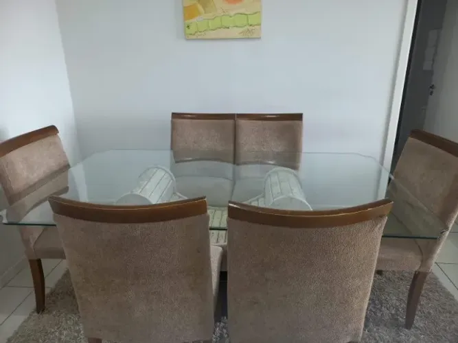 Mesa de Vidro com base em pedra Natural