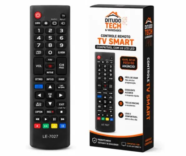 Controle Remoto TV Smart Compatível com LG LCD LED - Novo - Ditudo Tech e Variedades