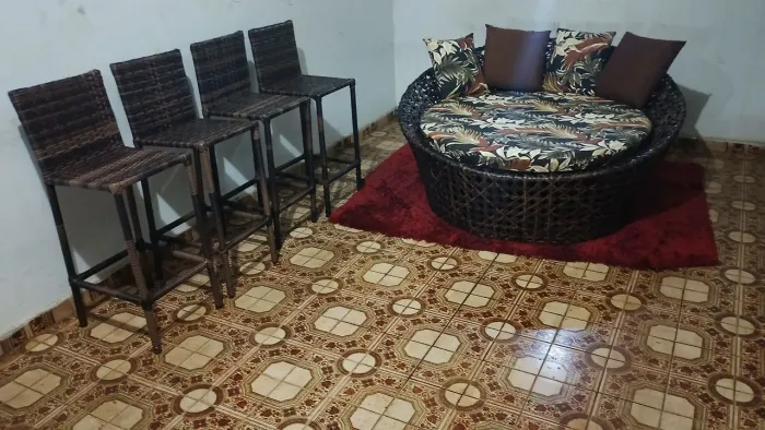 Conjunto sofá redondo de área externa 