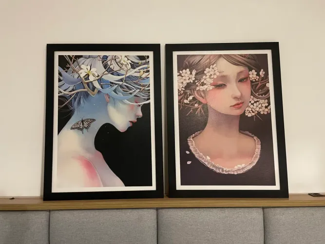 Kit 2 Quadros Miho Hirano 84x62cm | Arte Japonesa | Decoração Japandi e Oriental