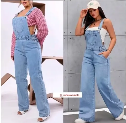Macacão Jeans Wide Leg