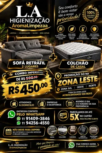 Higienização Profissional - Combo Sofá + Colchão