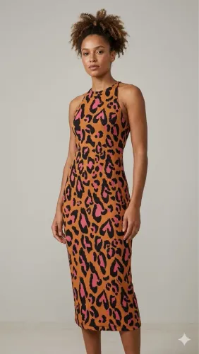 Vestido malha leopardo pop g