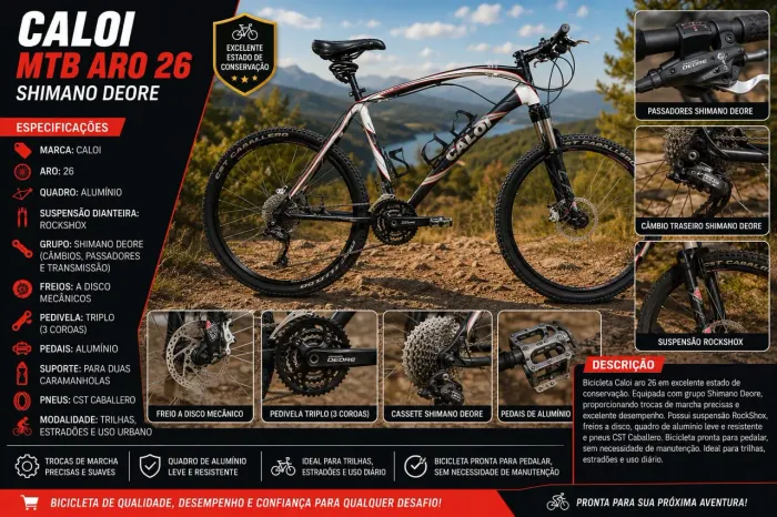 ? Bicicleta Aro 26 Shimano Deore - Excelente Estado | Pronta para Pedalar