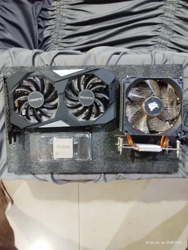 Processador AMD Ryzen 5 2600, Placa de vídeo GTX 1650 Gigabyte, Air Cooler Rise mode