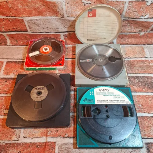 Lote 4 fitas magnéticas de rolo antigas Basf Sony Scotch Memorex