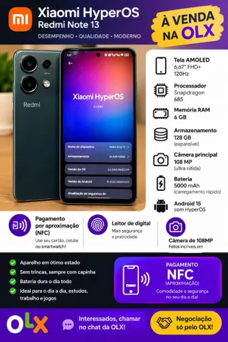 Xiaomi Redmi Note 13 128GB 6GB RAM AMOLED 120Hz NFC 108MP
