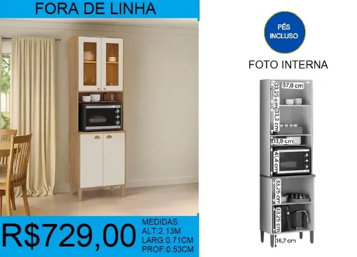 Paneleiro com vidros e pes inclusos - à pronta entrega