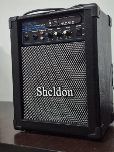 Caixa de Som Amplificador Sheldon Max 1000 Bluetooth USB Microfone Guitarra Violão Novo