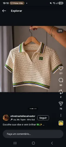 Camisa de croche brasil 