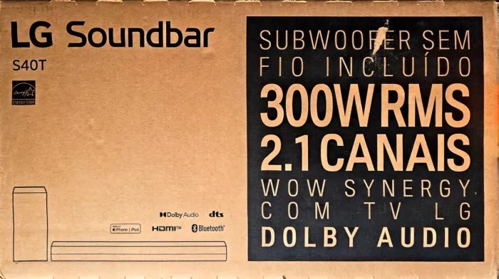 Soundbar LG S40T 300W 2.1 Canais Dolby Bluetooth
