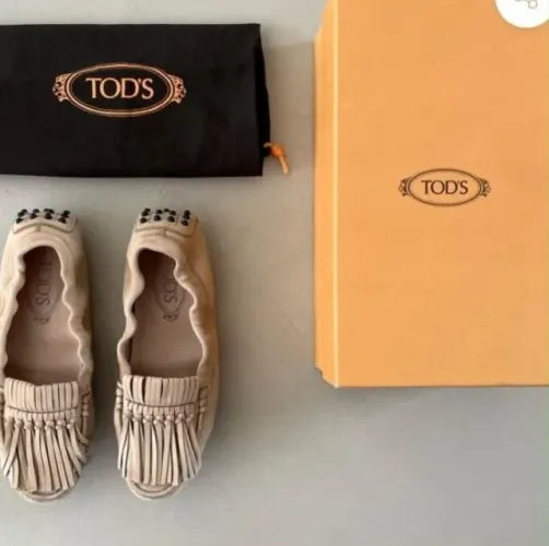 mocassim tod's gommino ballerinas couro nude 35