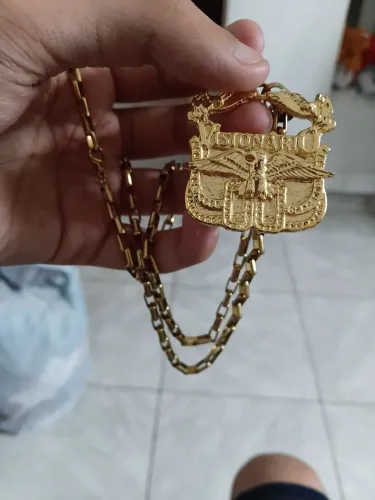 cordão moeda antiga 70cm com pingente