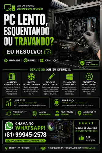 Técnico de PC em Recife | Limpeza, Formatação e Montagem