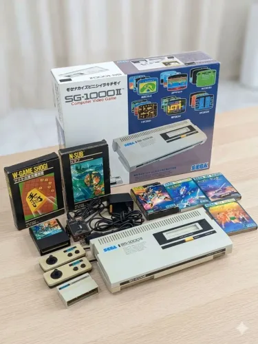 Console Sega SG1000 II com 8 jogos e caixa em mdf