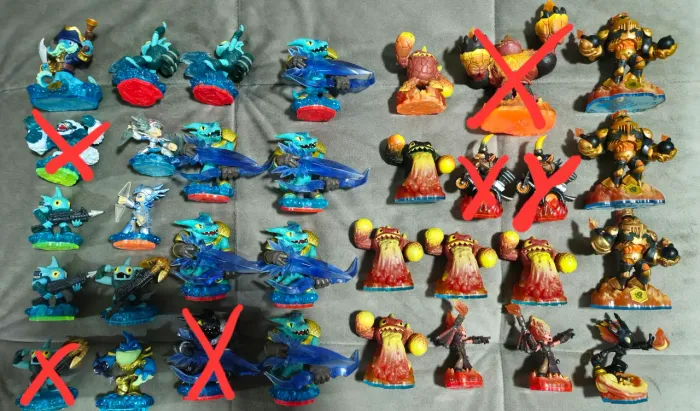 Bonecos fogo e água skylanders Giants swap force trap team superchargers