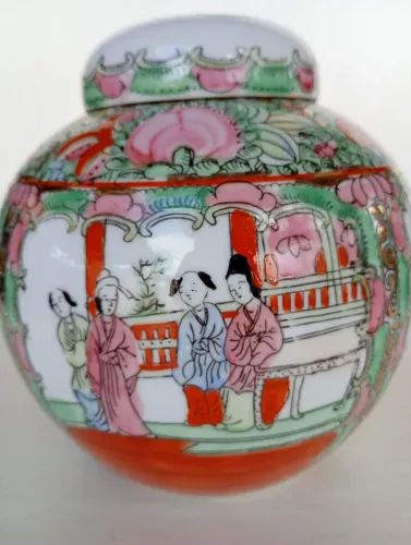 Potiche em porcelana chinesa pintado a mão