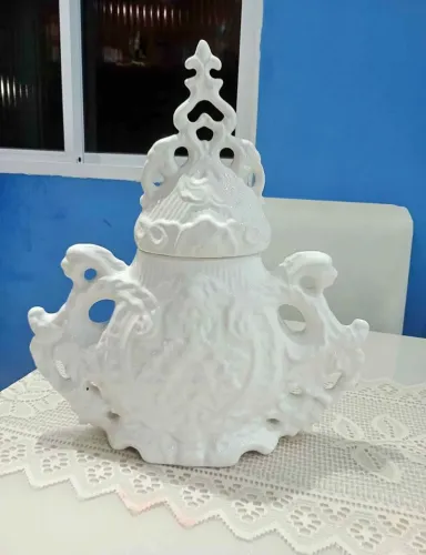 Antiguidade, grande potiche em porcelana banca 
