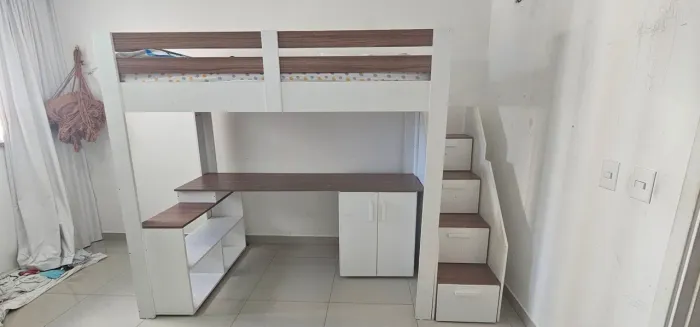 Cama Office/Beliche Multifuncional com Escrivaninha sem colchão 