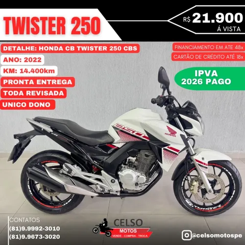 CB TWISTER 250 2022 c/14.400km IPVA26 PAGO FINANCIO 48x