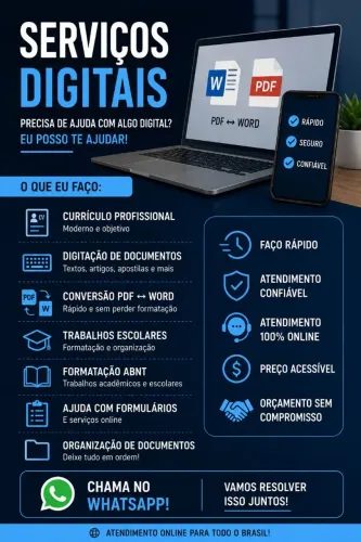 Serviços Digitais Online | Currículo, PDF, Digitação e ABNT