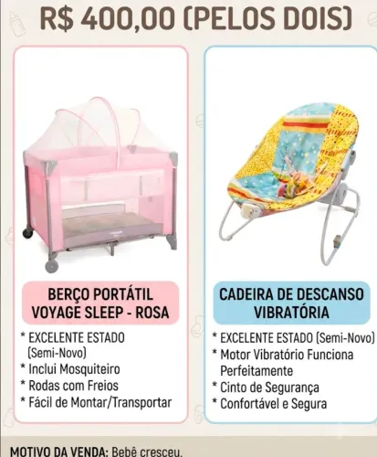 Vendo berço e cadeira